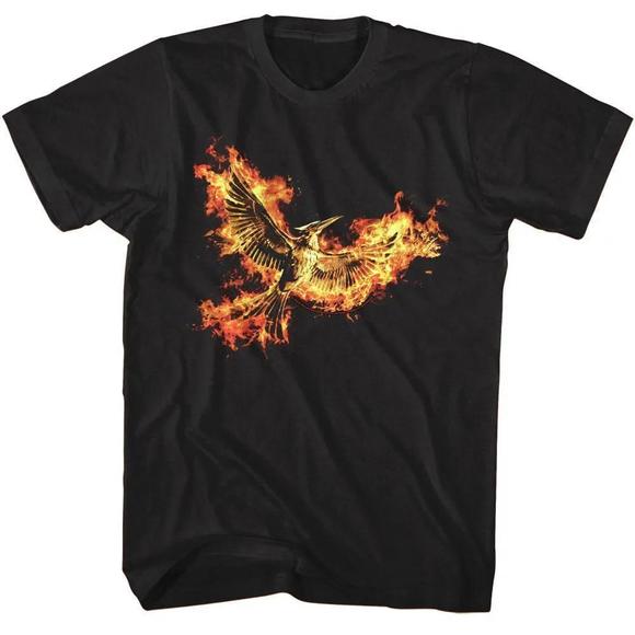 Hunger Games Mockingjay Pt 2 Flaming Logo Unisex T Shirt - Picture 1 of 4
